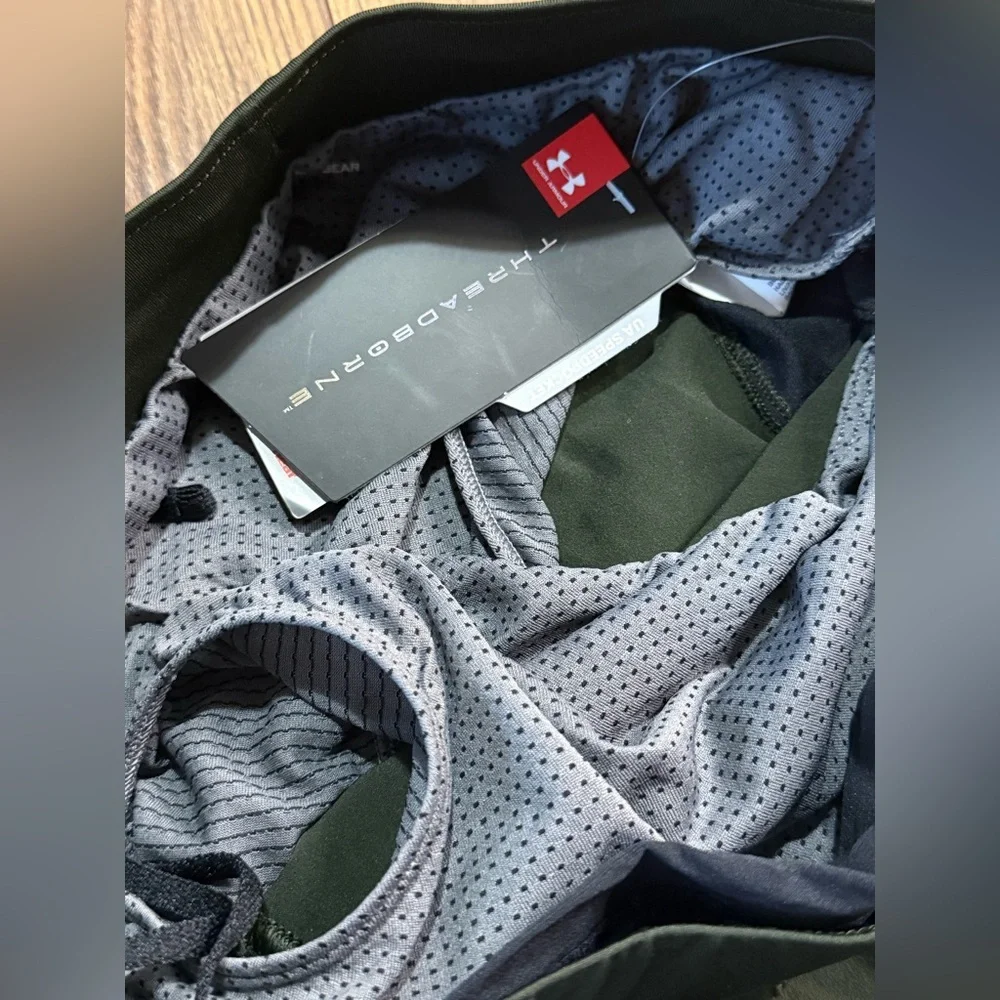 Under Armour Men's Threadborne Active Shorts Army Green Black Size Small NWT